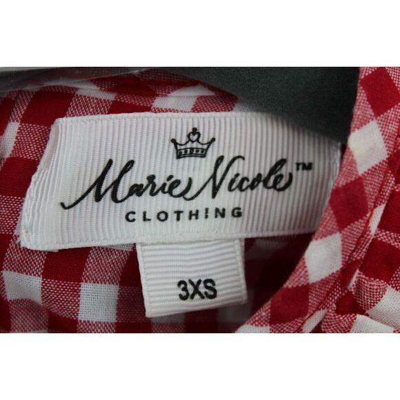 MARIE NICOLE CLOTHING RED/WHITE GINGHAM WATERMELON SMOCKED 3XS DRESS FITS LIKE 2 - Picture 10 of 11
